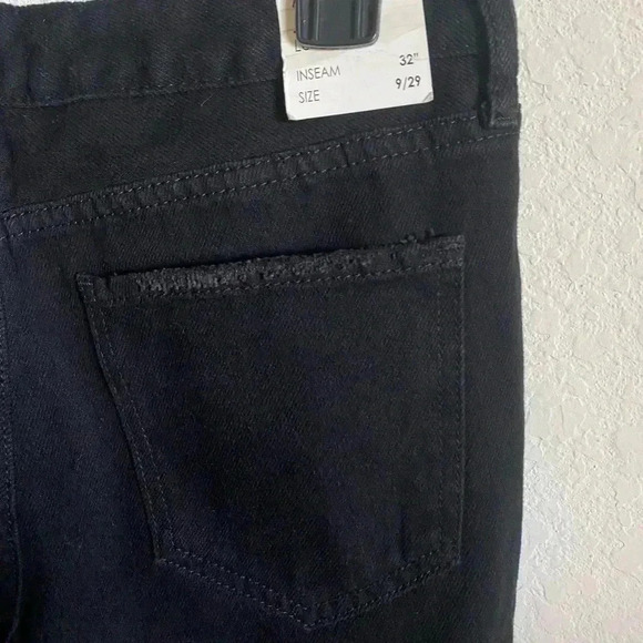 S.O.N.G. 90’s Boyfriend Low Rise Stretch Denim Distressed Black Jeans Size 9/29 - Picture 7 of 10